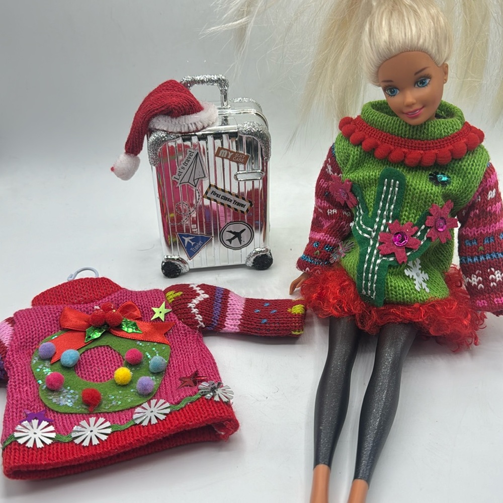 Barbie Christmas Sweater set of 2 with Luggage